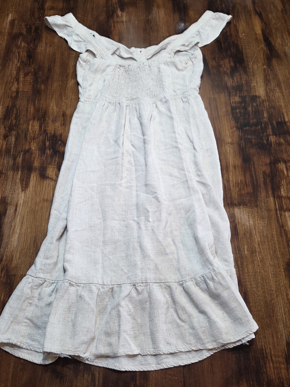 Monteau Beige Linen Blend Button Front Midi Dress Sleeveless Coastal Beach S - Picture 2 of 7